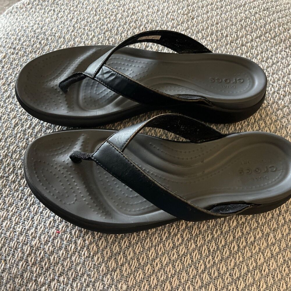 CROCS Capri V Flip Flops Sandals Dual Comfort Black Womens Size 8 Read Desc